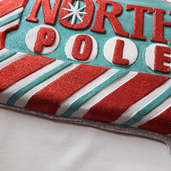 North Pole Sign Sparkle Vintage Wall Hanging Door Hanging LARGE - Picture 2 of 3